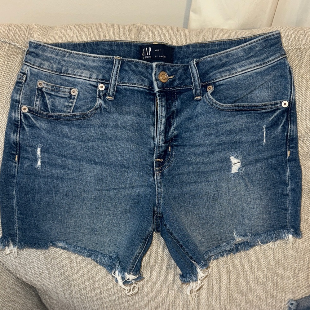 GAP Blue Frayed Denim Shorts